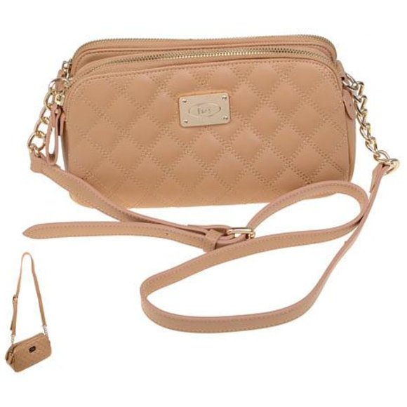 IN's Handbags - Double compartment diamond Quilted crossbody bag